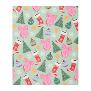 Cute Christmas Mint Green Metal Print