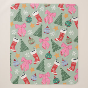 Cute Christmas Mint Green Sherpa Blanket