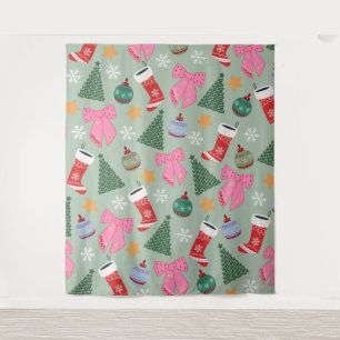 Cute Christmas Mint Green Tapestry