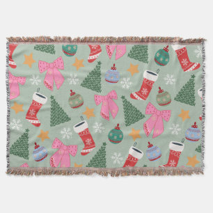 Cute Christmas Mint Green Throw Blanket