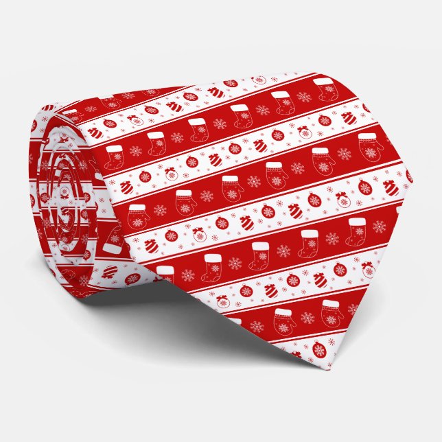 Cute Christmas Mittens, Stockings & Snowflakes Neck Tie (Rolled)