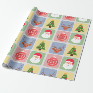 Cute Christmas modern icon snowman wrapping paper 