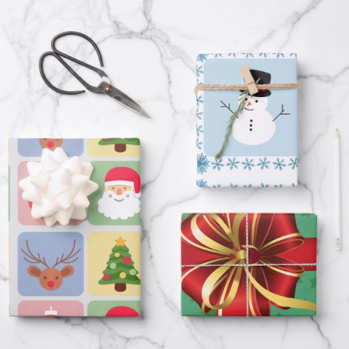 Cute Christmas modern icon snowman wrapping paper 
