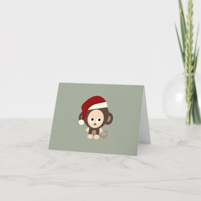 Cute Christmas Monkey Holiday Card (Front)