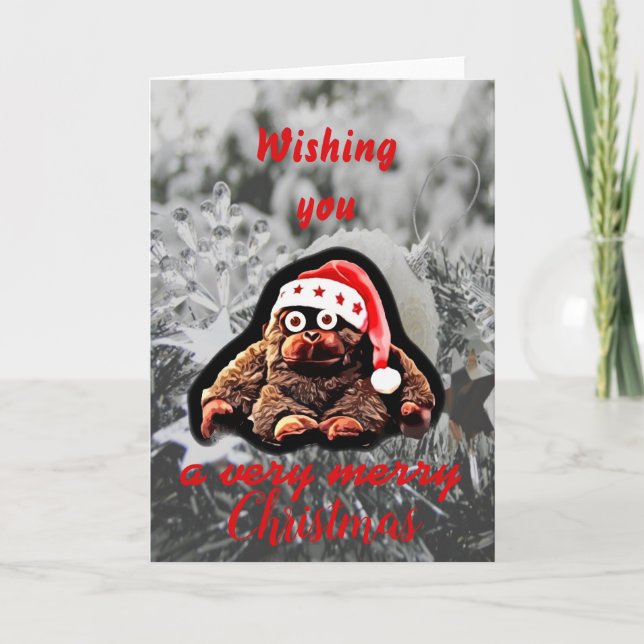 Cute christmas monkey holidays holiday card (Front)