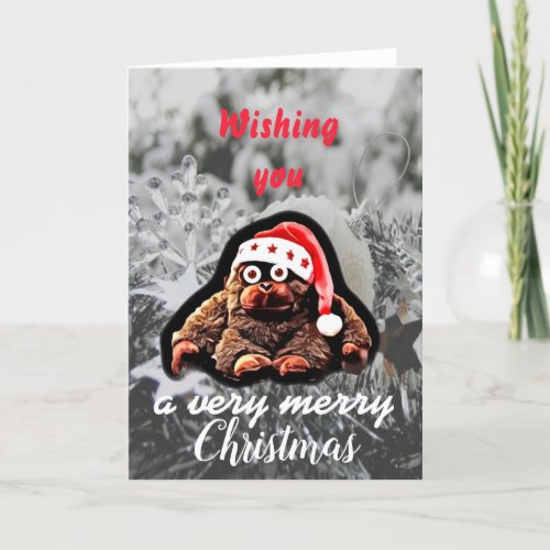Cute christmas monkey holidays holiday card