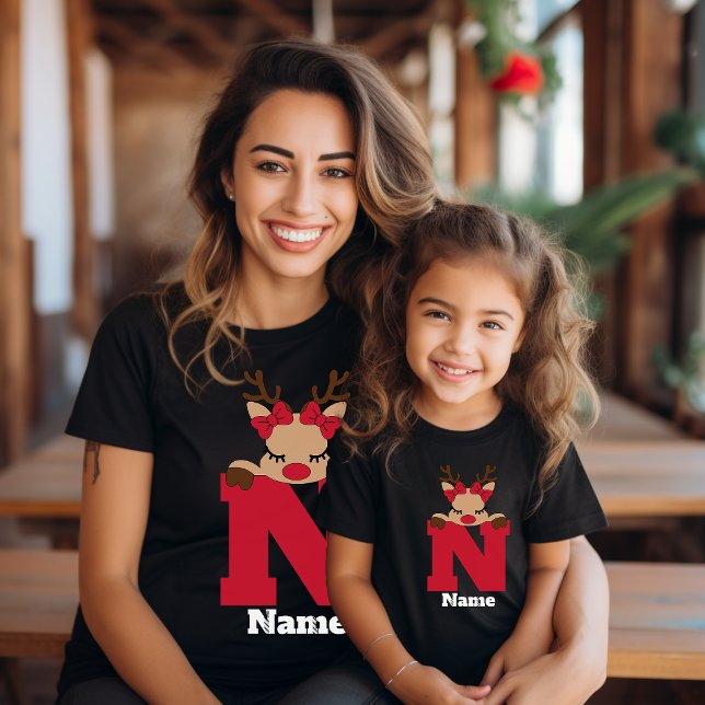 Cute Christmas Monogrammed Family Custom With Name T-Shirt (Creator Uploaded)