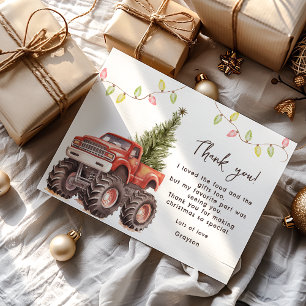 Cute Christmas Monster Trucks Thank You Card