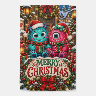 Cute Christmas Monsters Merry Christmas Garden Flag
