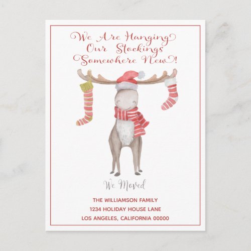 Cute Christmas Moose Weve Moved Holiday Moving An Announcement Postcard