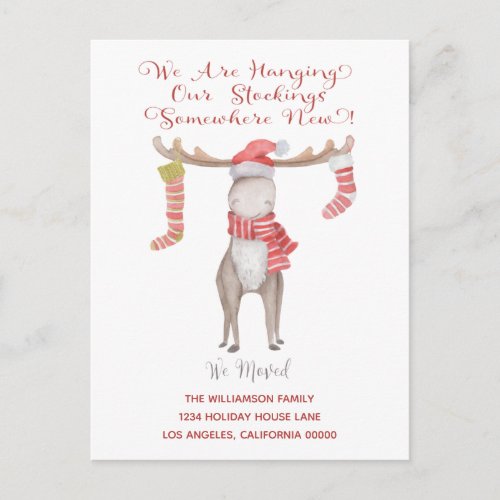 Cute Christmas Moose Weve Moved Holiday Moving Announcement Postcard