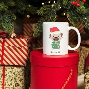 Cute Christmas Morning Coffee Bulldog Custom Name Coffee Mug