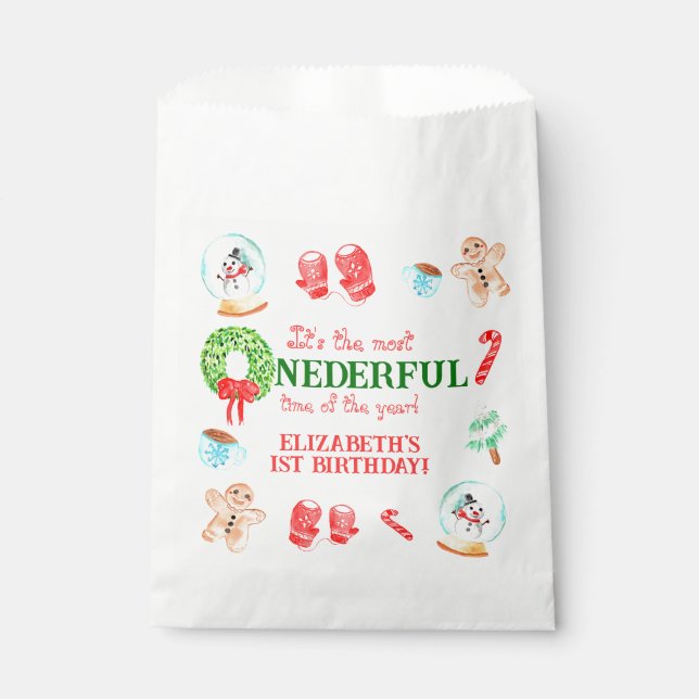 Cute Christmas Most ONEDERFUL First Birthday Favor Bag (Front)