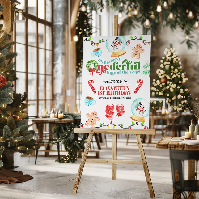 Cute Christmas Most ONEDERFUL First Birthday Foam Board (Cute Christmas Most ONEDERFUL First Birthday Foam Board)
