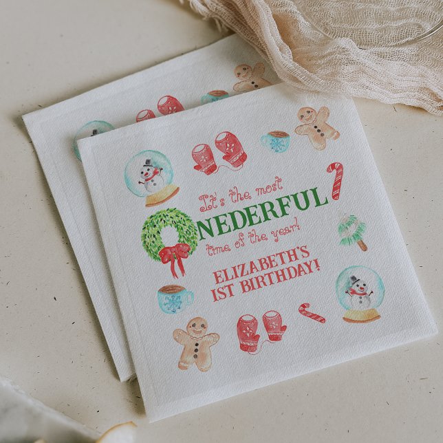 Cute Christmas Most ONEDERFUL First Birthday Napkins (Cute Christmas Most ONEDERFUL First Birthday Napkins)
