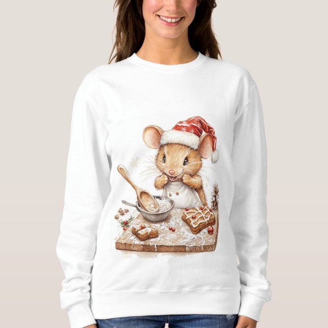 Cute Christmas Mouse Chef Sweatshirt (Front)