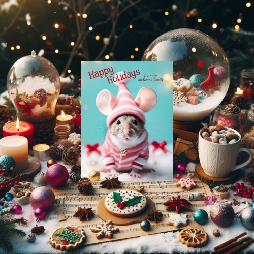 Cute Christmas Mouse Christian Verse Photo Holiday Postcard