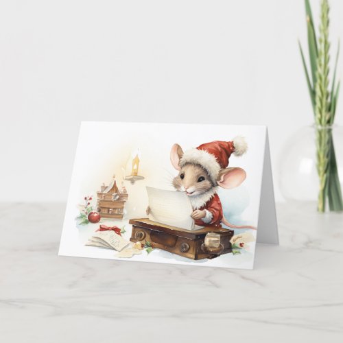 Cute Christmas Mouse Holiday List Card
