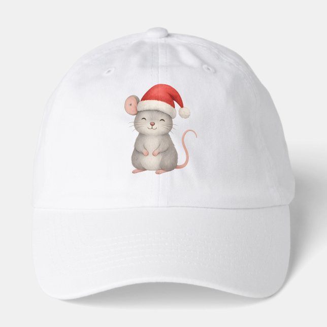 Cute Christmas Mouse in Santa Hat (Front)
