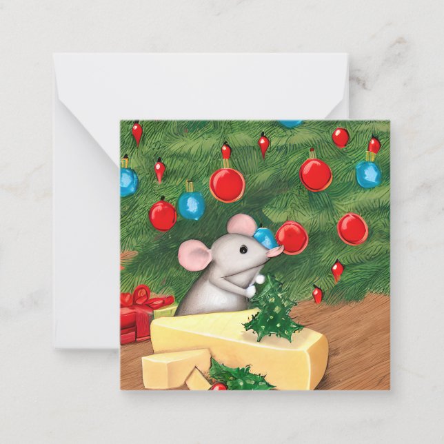 Cute Christmas Mouse Note Card (Front)