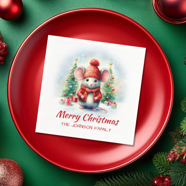 Cute Christmas Mouse Party Napkins (Creator Uploaded)