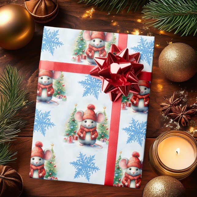 Cute Christmas Mouse Party  Wrapping Paper (Creator Uploaded)