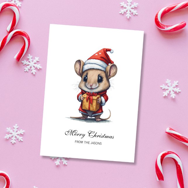 Cute Christmas Mouse Personalized Holiday Card (Cute Christmas Mouse Personalized Holiday Card)