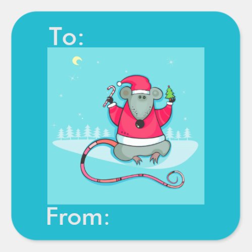 Cute Christmas Mouse Santa Outfit Gift Tag