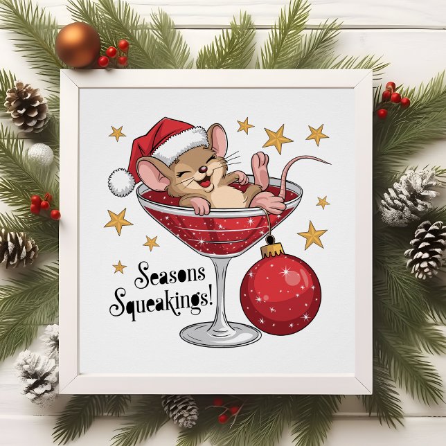 Cute Christmas Mouse Seasons Squeakings Typography Poster (Creator Uploaded)