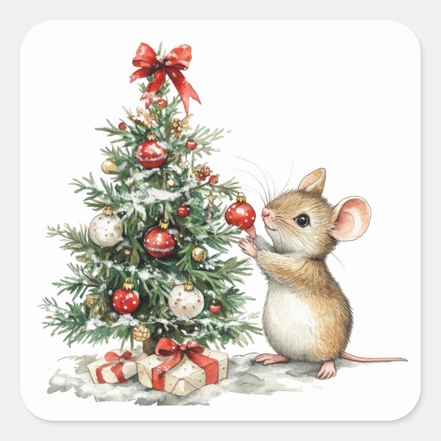 Cute Christmas Mouse Stickers (Front)