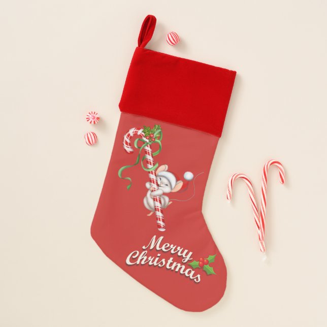 Cute Christmas Mouse Stocking (Front)