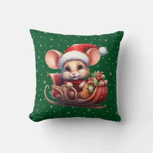 Cute Christmas Mouse Throw Pillow