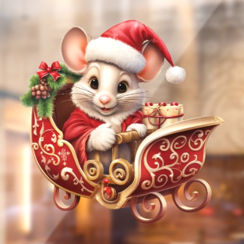 Cute Christmas Mouse Window Cling