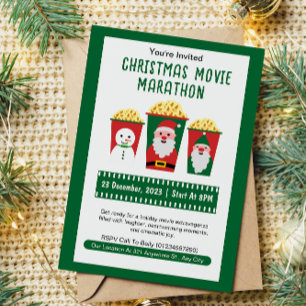Cute Christmas Movie Marathon Invitation