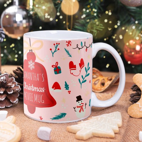 Cute Christmas movie mug illustration pattern pink
