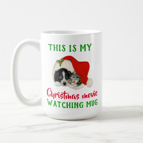 Cute Christmas Movie Watching Vintage Coffee Mug