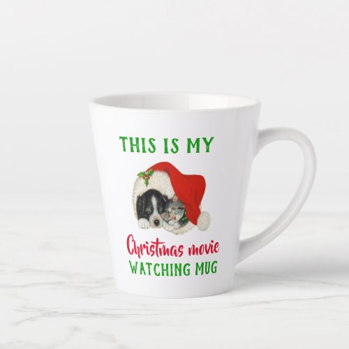 Cute Christmas Movie Watching Vintage Latte Mug