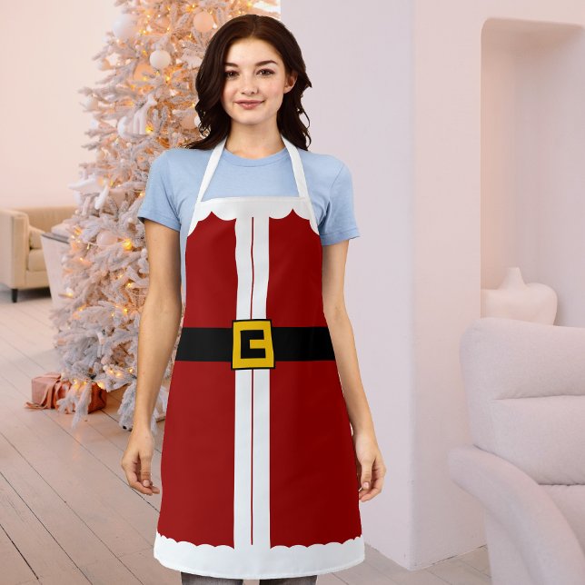 Cute Christmas Mrs Claus or Santa Suit Apron (A perfect way to cook and bake for the Christmas dinner by wearing this Mrs. Claus apron. )