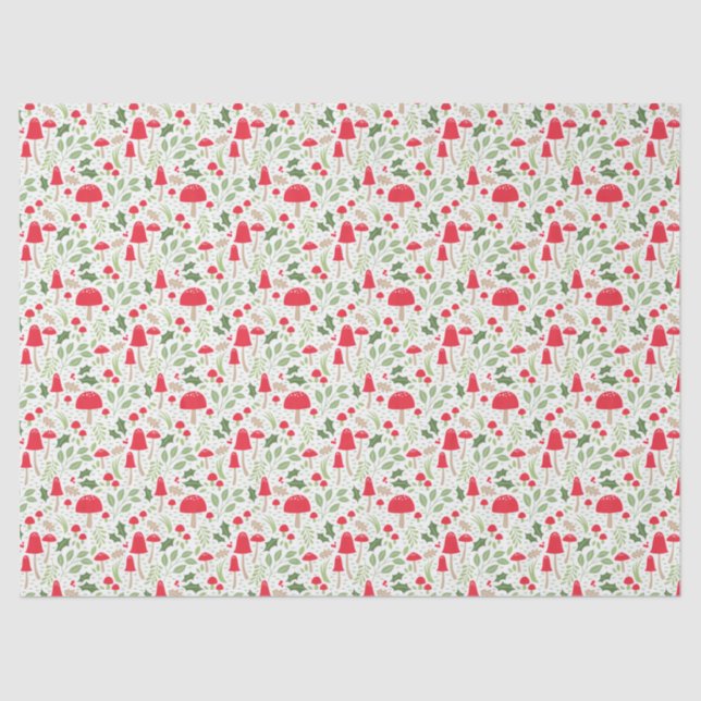 Cute Christmas Mushroom wrapping paper (Front)