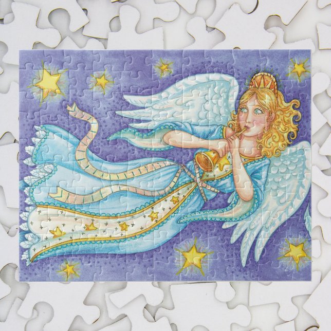 Cute Christmas, Musician Angel Playing Her Horn Jigsaw Puzzle (Creator Uploaded)