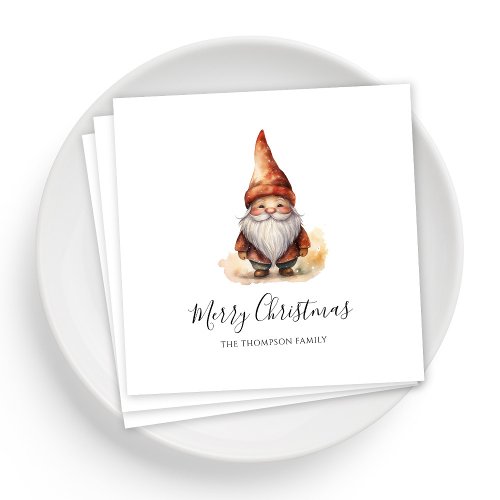 Cute Christmas Napkins with Santa Claus Watercolor