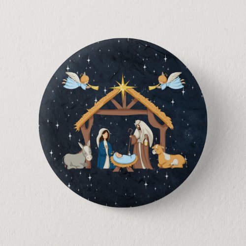 Cute Christmas Nativity Button