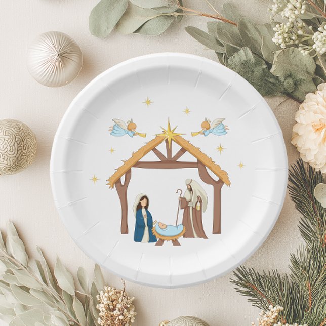Cute Christmas Nativity Paper Plates (Nativity Christmas Plate)