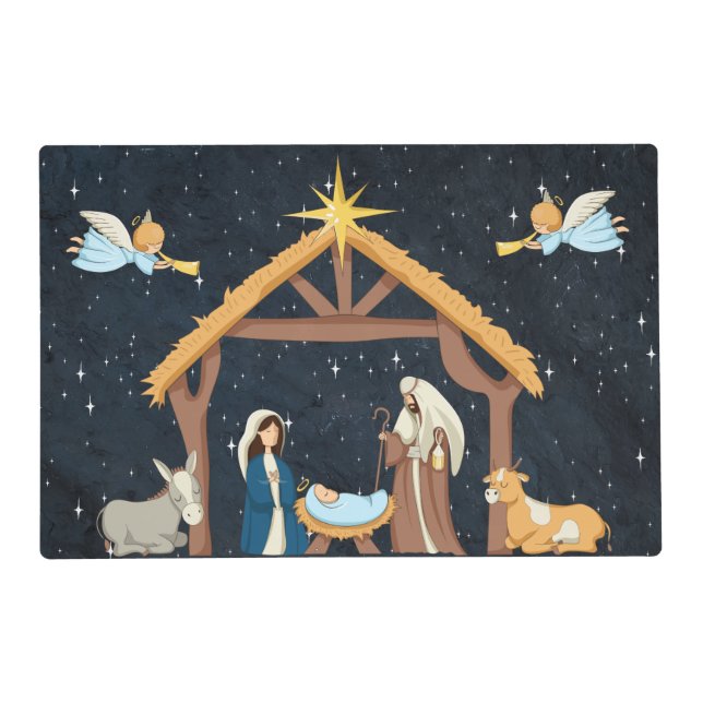 Cute Christmas Nativity Placemat (Back)