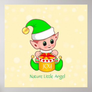 Cute Christmas Nature Angelic Elf Poster