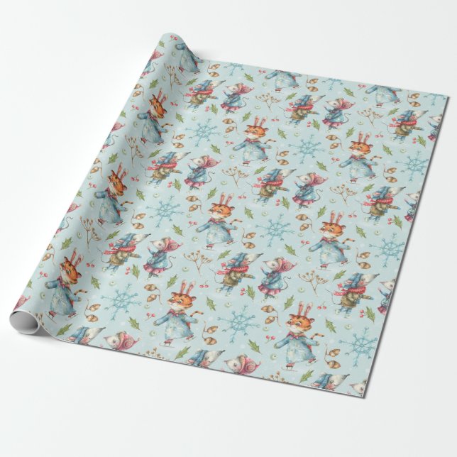 Cute Christmas/New Year Tiger Wrapping Paper (Unrolled)