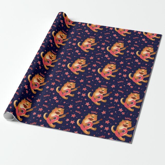 Cute Christmas/New Year Tiger Wrapping Paper (Unrolled)