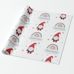 Cute Christmas nordic gnome with rainbow Wrapping Paper