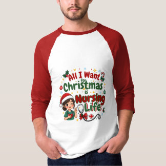 Cute Christmas Nurse Kawaii Holiday Art T-Shirt