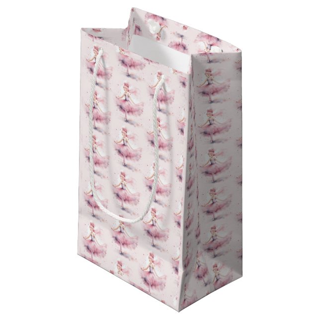 Cute Christmas nutcracker ballerina watercolor  Small Gift Bag (Front Angled)